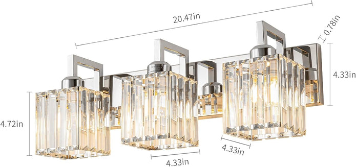New FDPBY Modern Crystal Bathroom Vanity Light 3-Lights Chrome- JW-003