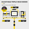 LED Work Lights with Stand: 3 Head Adjustable Work Light, IP66