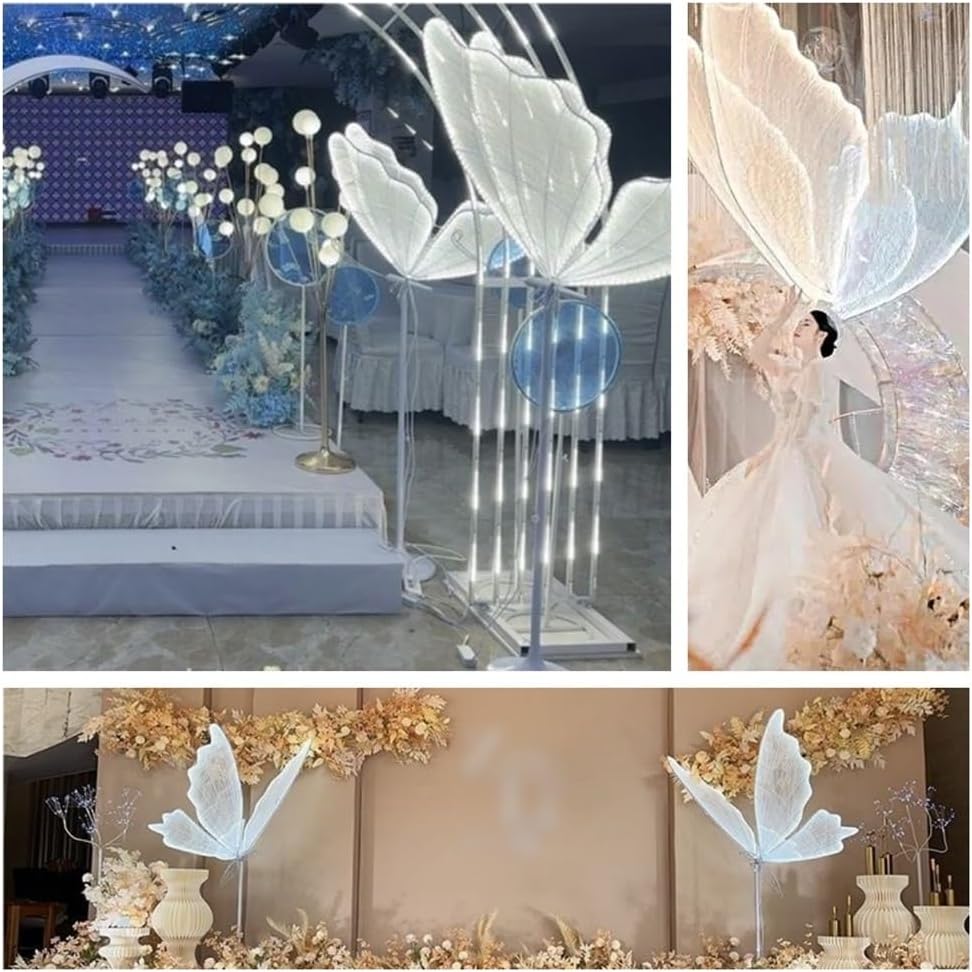 OPEN BOX Wedding Butterfly Decorations Set of 2, Led Butterfly Floor Lamp, White