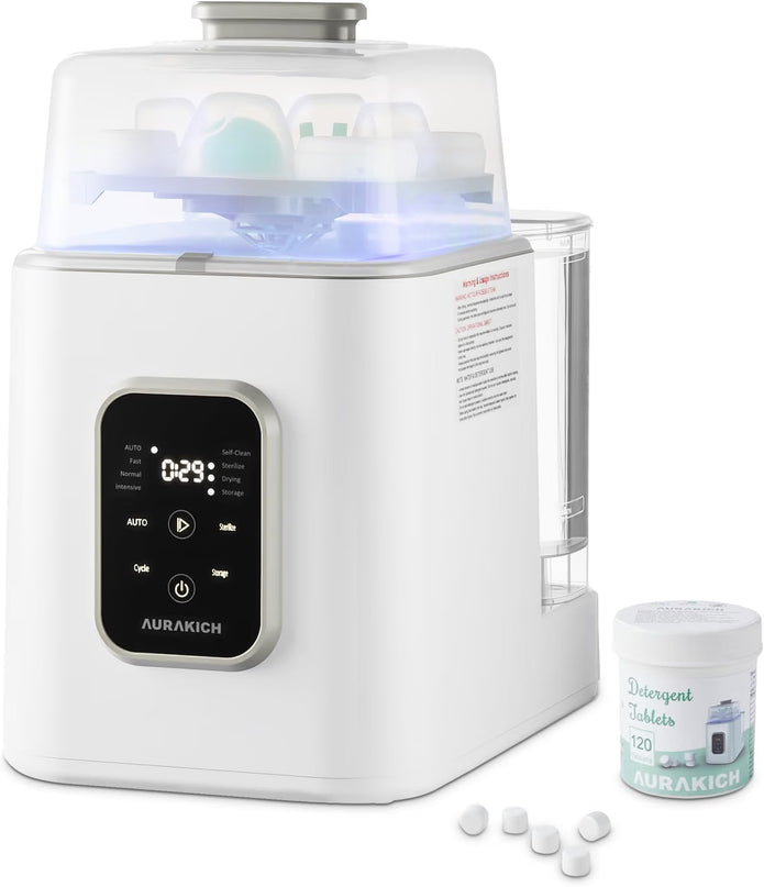 NEW/OPEN BOX AURAKICH Baby Bottle washer sterilizer and dryer AUR-BW401-US