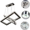 NEW Modern Crystal Chandelier Rectangular Led 2 Rings Ceiling Light Stainless Steel 16.93 inch+20.47 inch