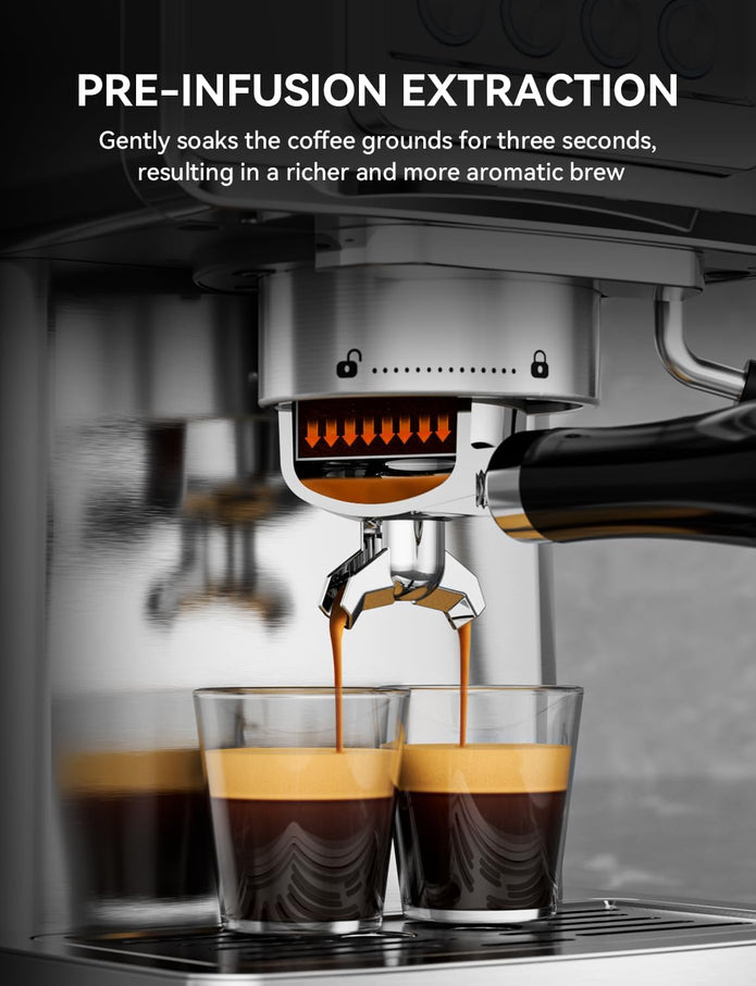 SUMSATY 20 Bar Espresso Machine Stainless Steel with Powerful Milk Frother