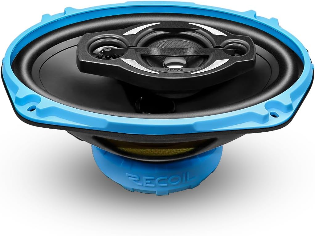 NEW/OPEN BOX Recoil RCX694 Echo Series 6x9 Inch Coaxial Car Speakers 4-Way with Grilles 240W Max, 120W RMS, Polypropylene Cone, Pair