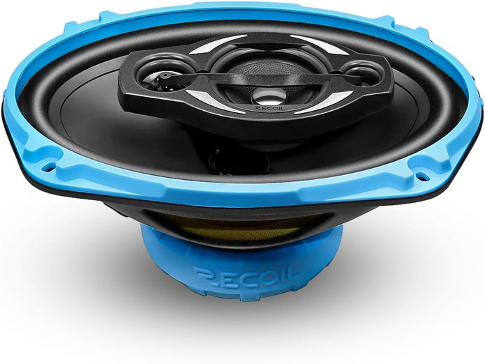 NEW/OPEN BOX Recoil RCX694 Echo Series 6x9 Inch Coaxial Car Speakers 4-Way with Grilles 240W Max, 120W RMS, Polypropylene Cone, Pair