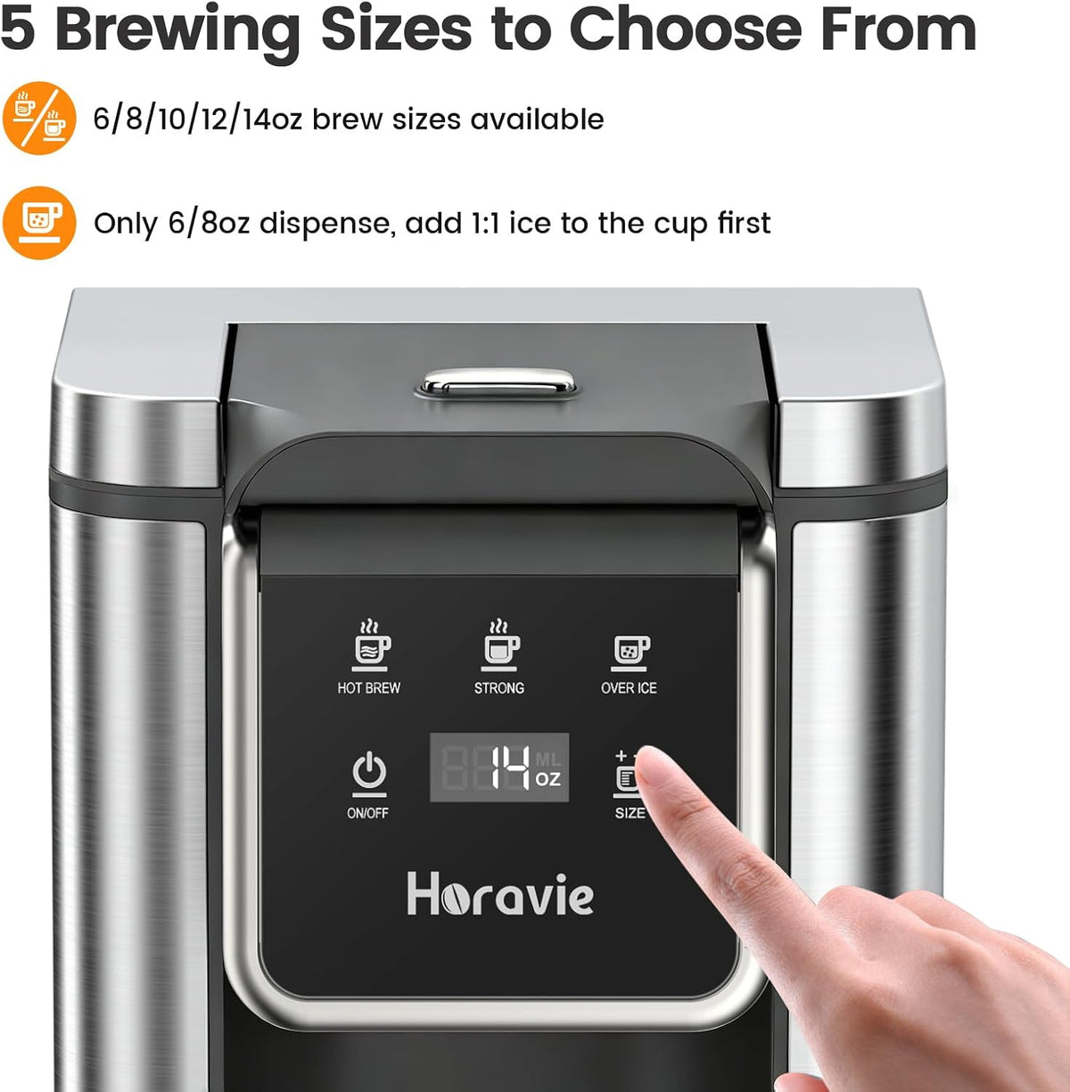 NEW/OPEN BOX Horavie Single Serve Coffee Maker for K-Cup Pod and Grounds, Hot and Iced Coffee Maker-KC101C