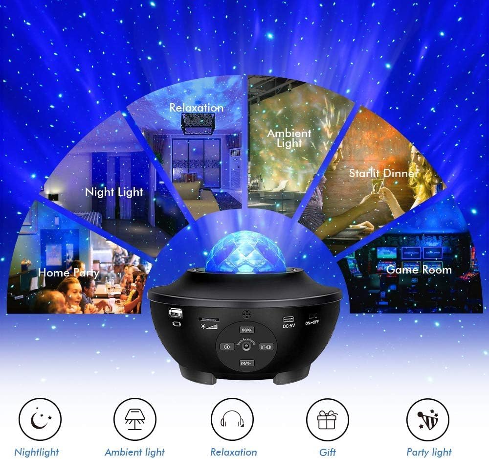 Night light Star Projector BL-XK01, Galaxy Projector Night Light with Remote Control,White Noise
