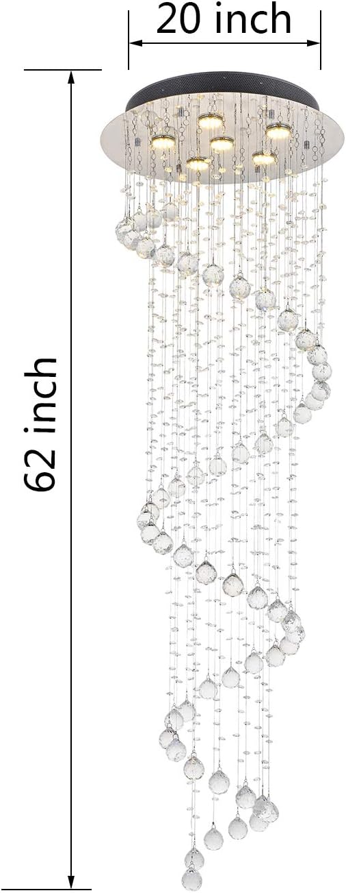 NEW/OPEN BOX Elegant Spiral Crystal Chandelier Lighting, A1A9 Clear K9 Crystal Raindrop