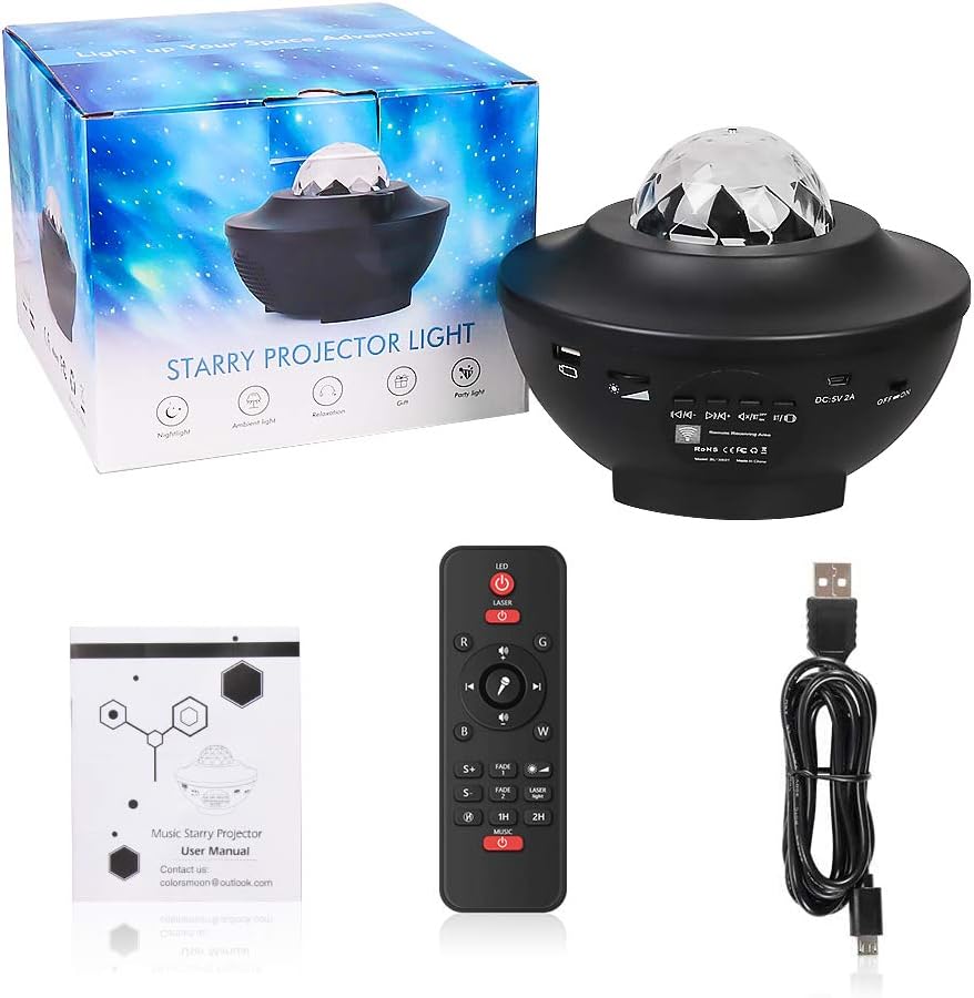 Night light Star Projector BL-XK01, Galaxy Projector Night Light with Remote Control,White Noise