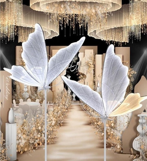 OPEN BOX Wedding Butterfly Decorations Set of 2, Led Butterfly Floor Lamp, White