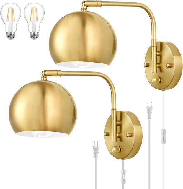 VATONI Plug in Wall Sconces, Dimmable Wall Sconce Swing Arm Wall Lights