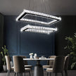NEW Modern Crystal Chandelier Rectangular Led 2 Rings Ceiling Light Stainless Steel 16.93 inch+20.47 inch