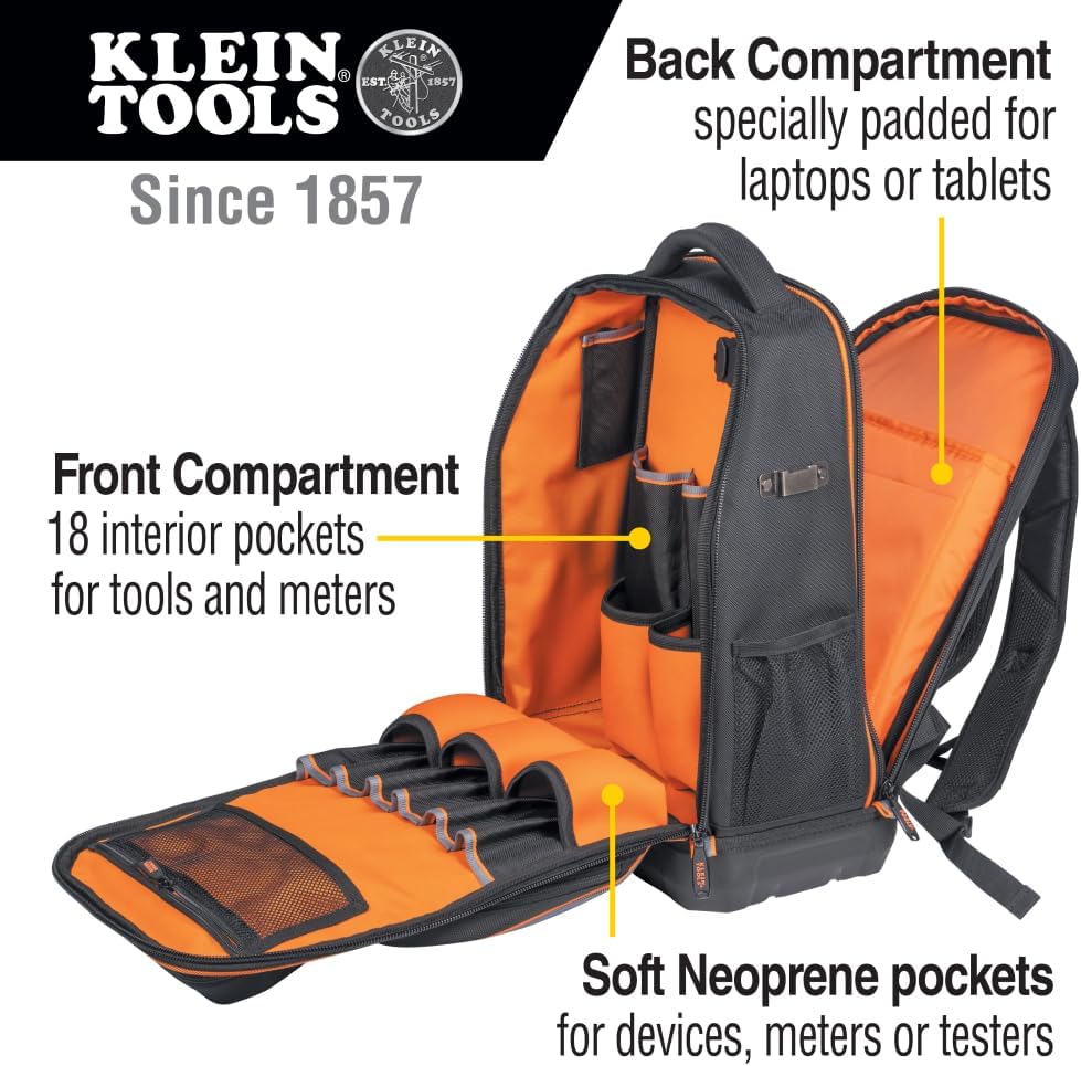 DEMO/LIKE NEW Klein Tools 62805BPTECH 28-Pocket Laptop Backpack Tool Bag, Extra-Large Tech Tool Backpack