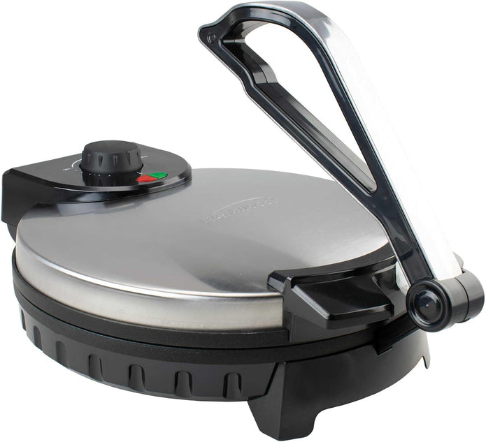 OPEN BOX Brentwood TS-127 Stainless Steel Non-Stick Electric Tortilla Maker, 8 inch, Silver