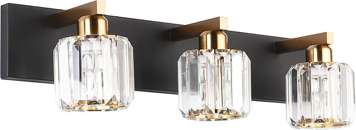 New /OPEN BOX Aipsun Crystal Vanity 3 Lights Black Bathroom Vanity Lighting Fixtures 3 Lights Modern Vanity Light