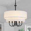 DEMO Drum Chandelier with Shades 5 Light 2-Layer 18” Large Black