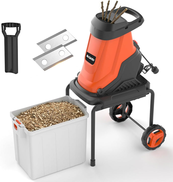 USED MAXLANDER 15-Amp Electric Wood Chipper, Shredder Mulcher with 50L Collecting Bin-ML-WR3002