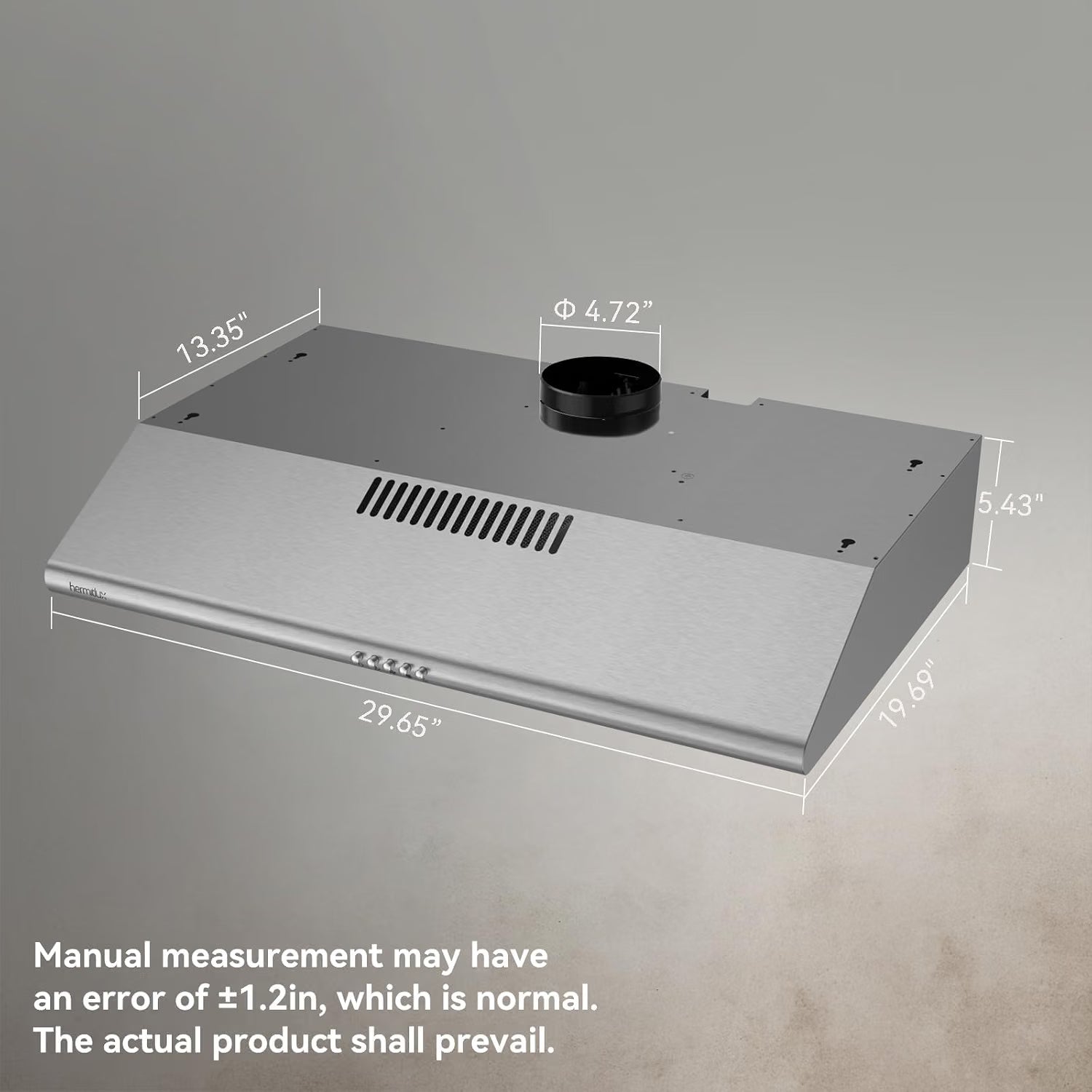 New Hermitlux Under Cabinet Range Hood 30 inch Vent Hood With 3 Speed Exhaust Fan-HMX-USF25A75-AC