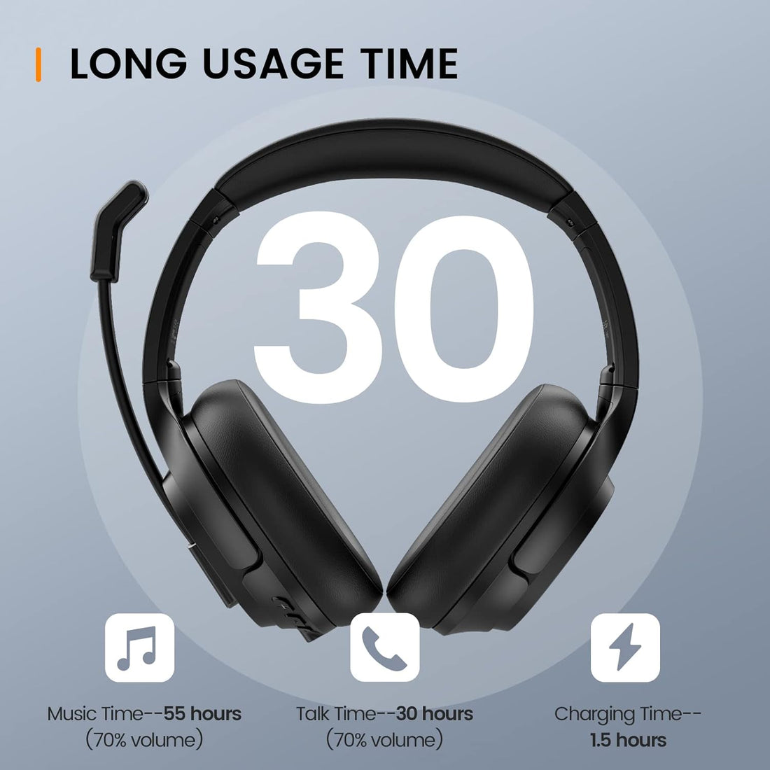 EKSA H6 Bluetooth Headset with Microphone, Over Ear Wireless Headphones