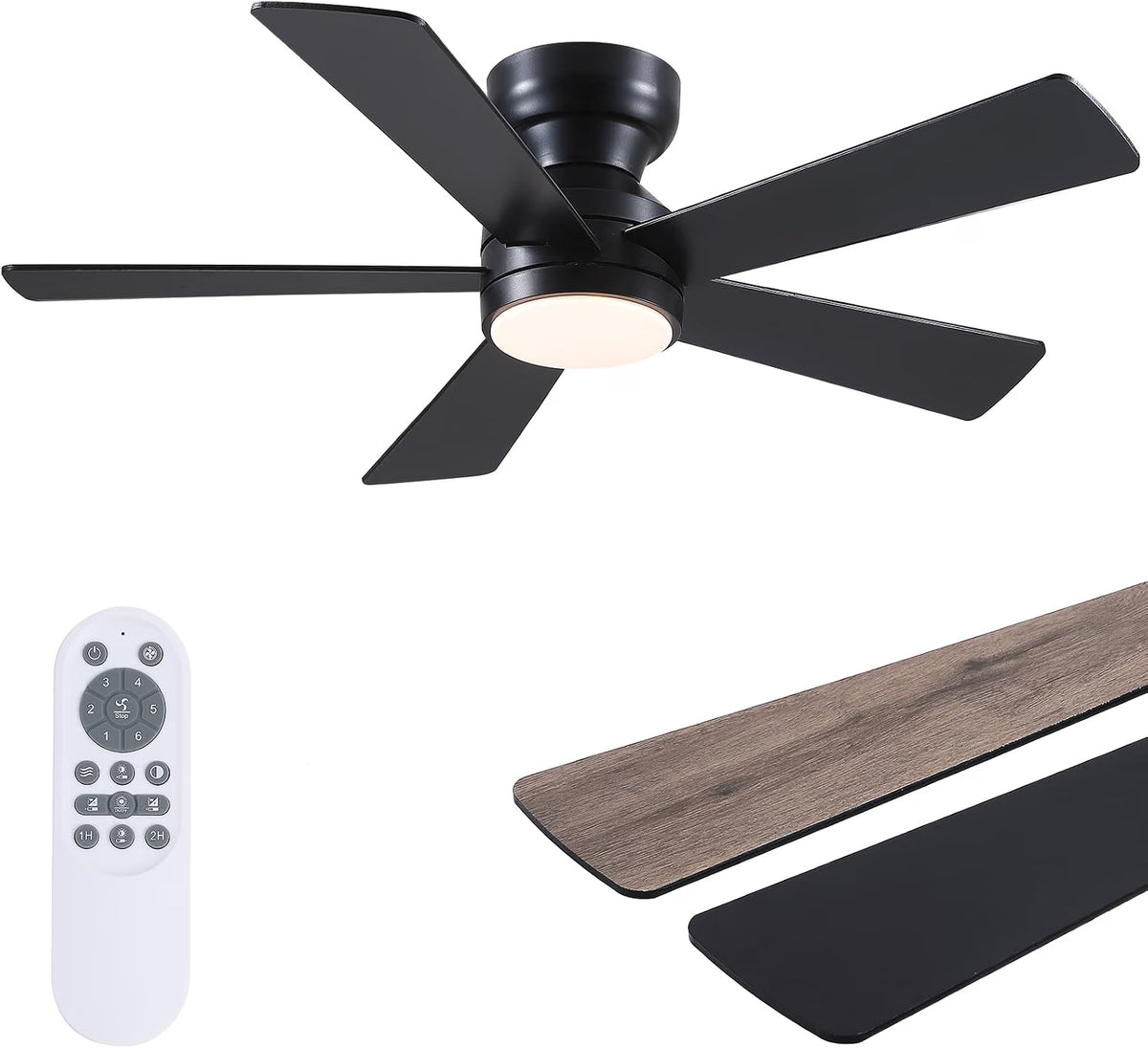 Demo/Open box BYKISTOK Black Ceiling Fans with Lights - 46