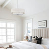 SEIHONG Modern Pendant Light, Farmhouse Vintage Chandelier Hanging Lamp Large Double Drum Fabric Pendant