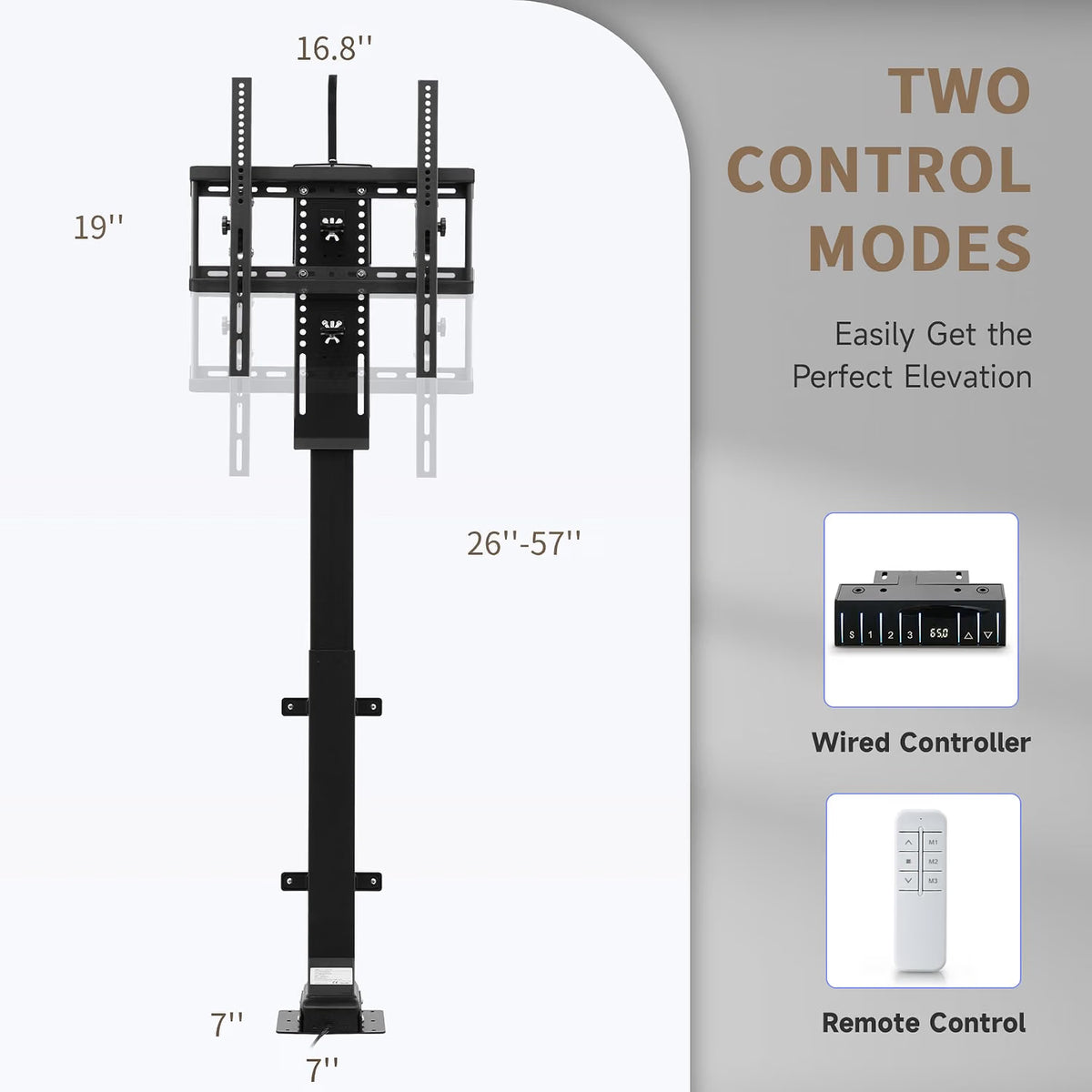 DEMO/UNUSED CO-Z Motorized TV Lift Mount to Wall/Cabinet for 32-70 Inch Flat Screens