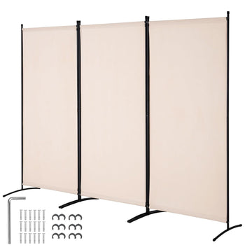 VEVOR Room Divider 3 Panels Fabric Room Privacy Screen for Office Bedroom,Beige