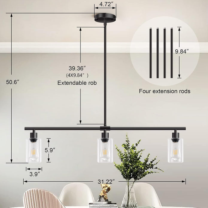 NEW/OPEN BOX Yarlkav 3-Lights Kitchen Island Lighting (Black & Gold)-D0068-3