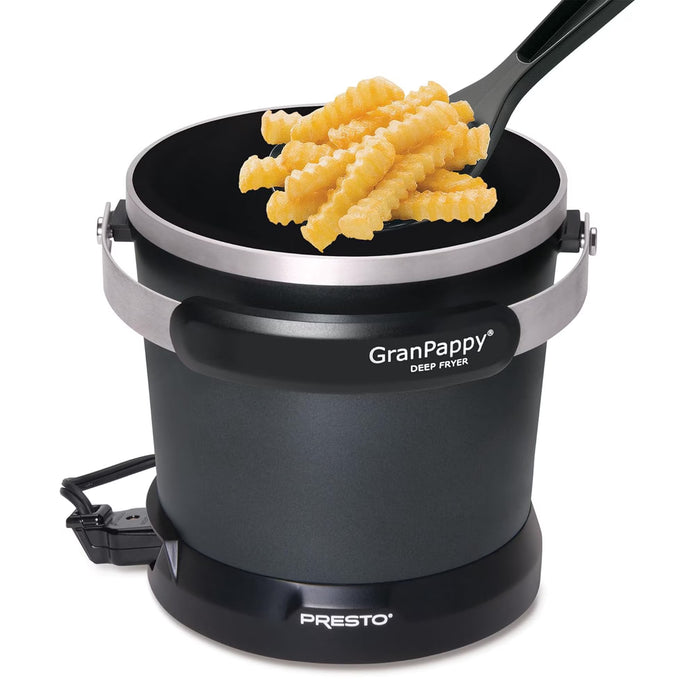 OPEN BOX /UNUSED Presto 05411 GranPappy Electric Deep Fryer, Ceramic Nonstick, Handy Scoop, Black