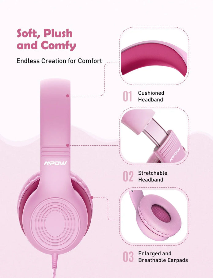 NEW Mpow CH6S Kids Headphones with Microphone Over Ear, BH297B
