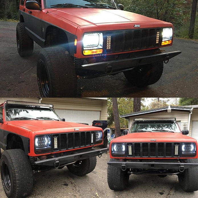 SXMA (Pair of 5 x 7 inch 6 x 7 inch LED headlights with high and low beam DRL for Jeep Wrangler YJ Cherokee