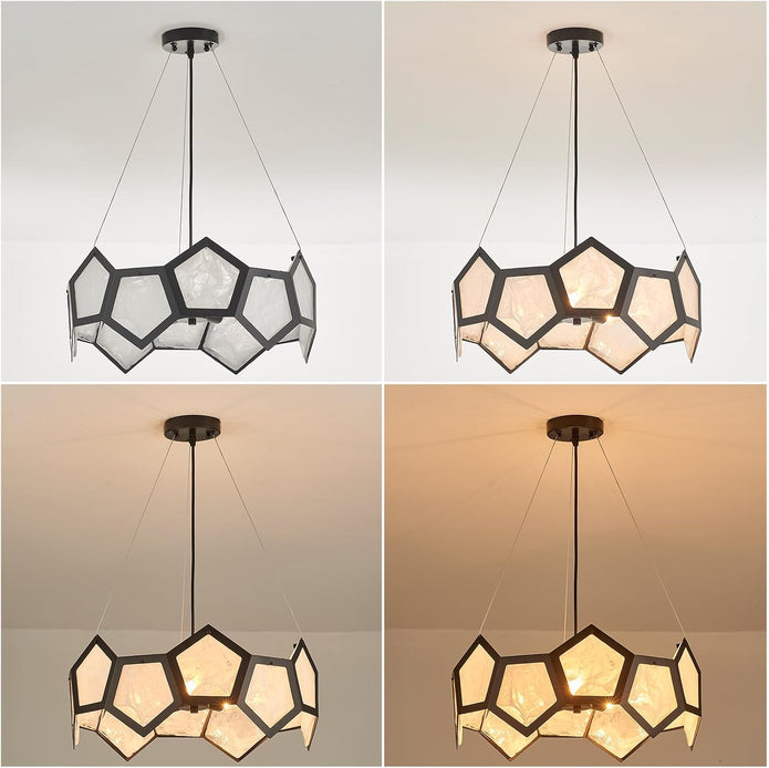 NEW VANZARLA Black Modern Chandelier for Dining Room, 5-Light Glass Chandeliers