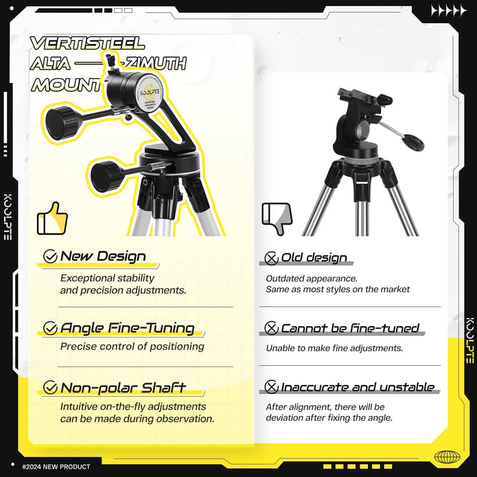 OPEN BOX Telescope, 90mm Aperture 700mm for Adults Astronomy, Vertisteel AZ Mount with Slow-Motion Control Carry Bag - Black