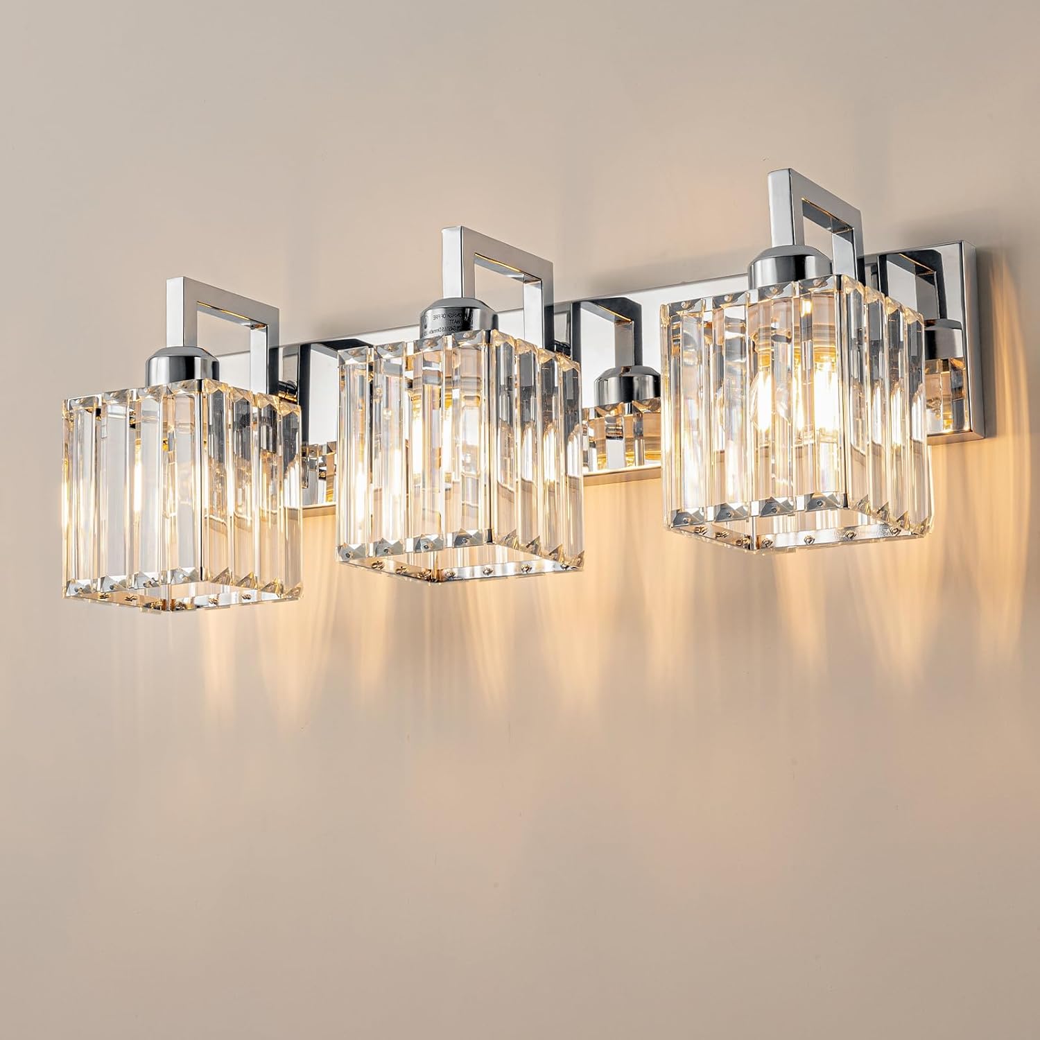 New FDPBY Modern Crystal Bathroom Vanity Light 3-Lights Chrome- JW-003