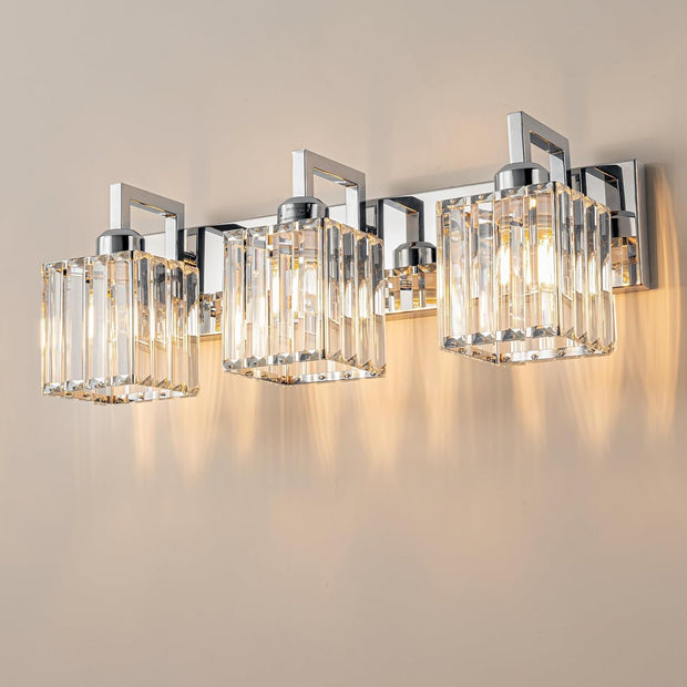 New FDPBY Modern Crystal Bathroom Vanity Light 3-Lights Chrome- JW-003
