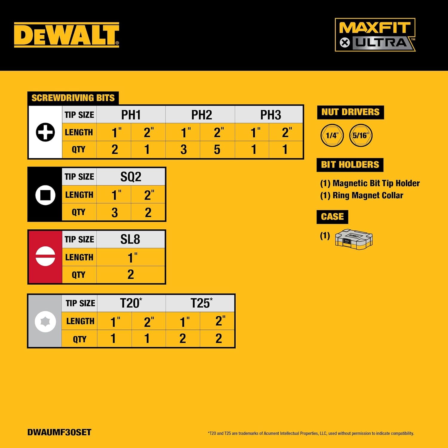 DEWALT Maxfit Ultra 30Pc Screwdriving Set (DWAUMF30SET)