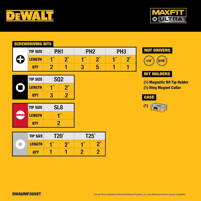 DEWALT Maxfit Ultra 30Pc Screwdriving Set (DWAUMF30SET)