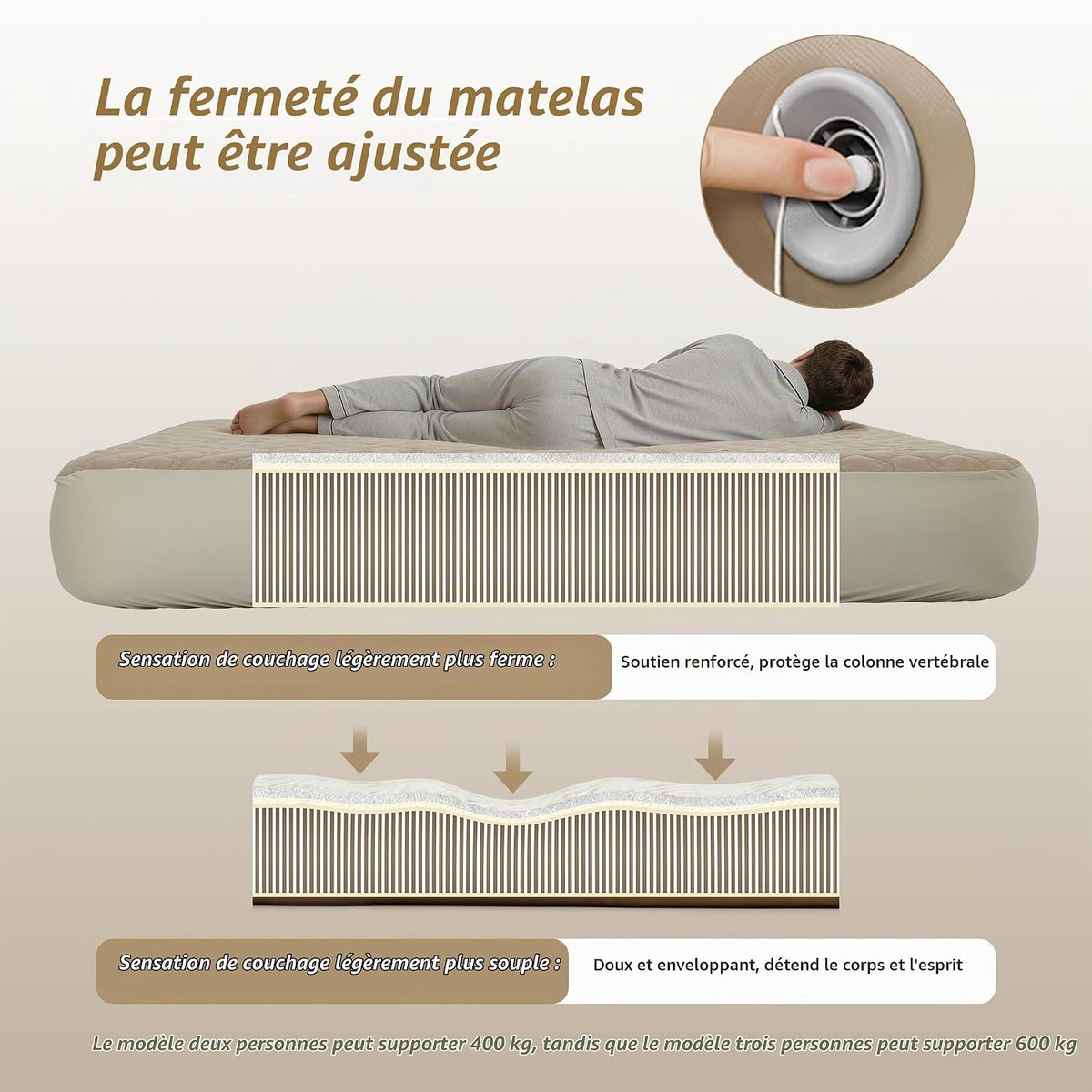 Naturehike Inflatable Mattress with Matte Surface and Built-in Pump 205 x 155 x 30 cm (for 2 People)