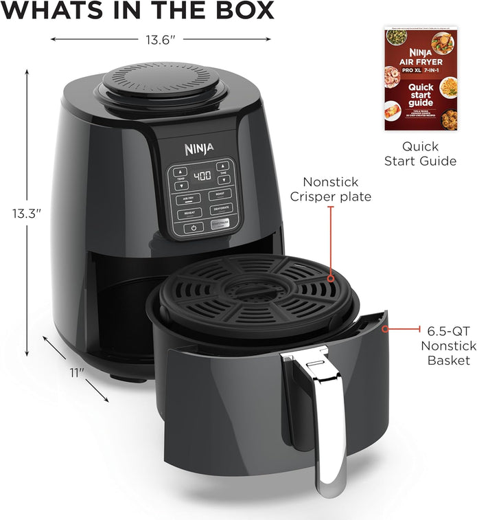 NEW/OPEN BOX Ninja AF100C Air Fryer, 4-Qt Capacity, Non-Stick, Air Fry, Roast, Reheat, Dehydrate, Charcoal Grey (Canadian Version)