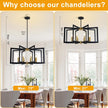NEW UnicozoHome Dining Room Light Fixtures, 8-Light Black and Gold Modern Geometric Chandelier