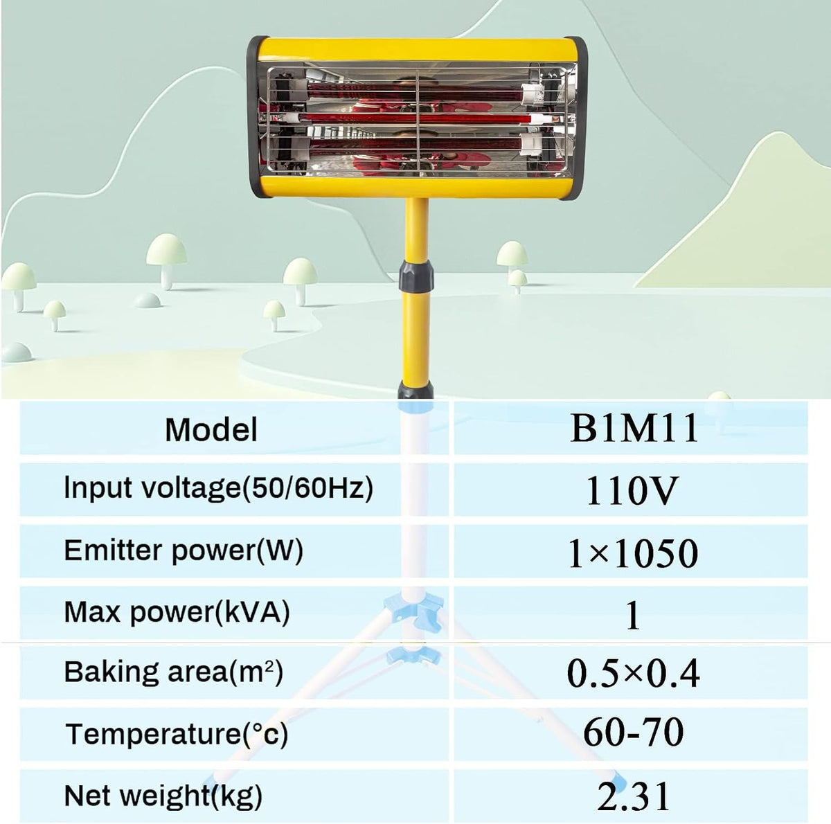 OPEN BOX Solary Paint Drying Lamp, Height Adjustable Model B1M11