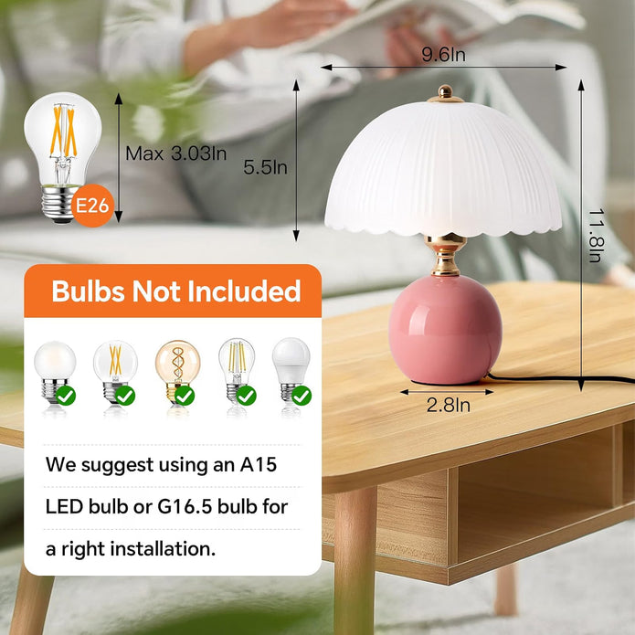 NEW Ceramic Table lamp, Modern Bedside Lamps ,Pink (S05PK-1PACK)