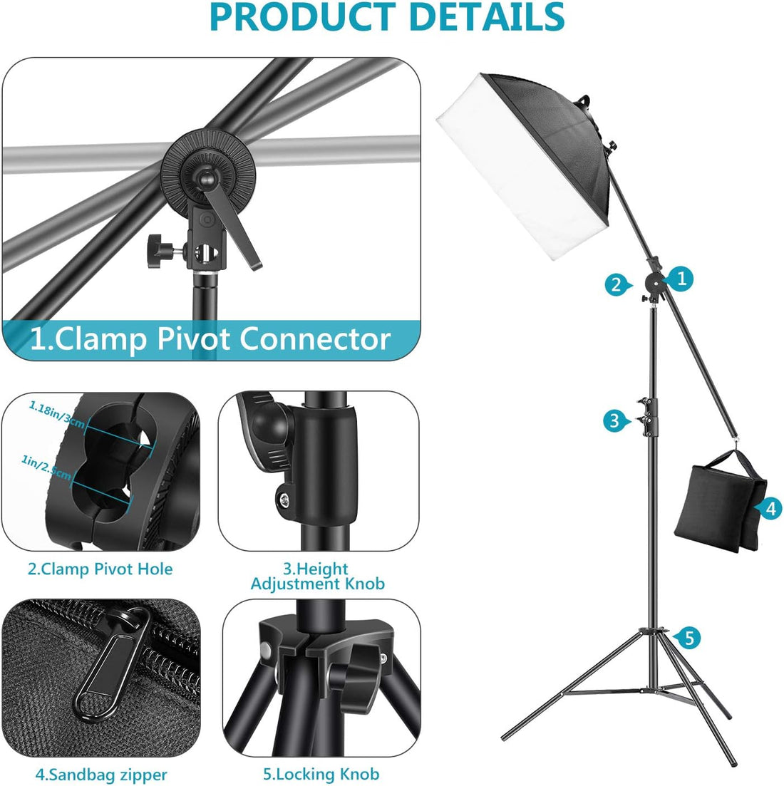 Neewer 3 Packs LED Softbox Lighting Kit: 20x27 inches Softbox, 45W Dimmable LED Light Head