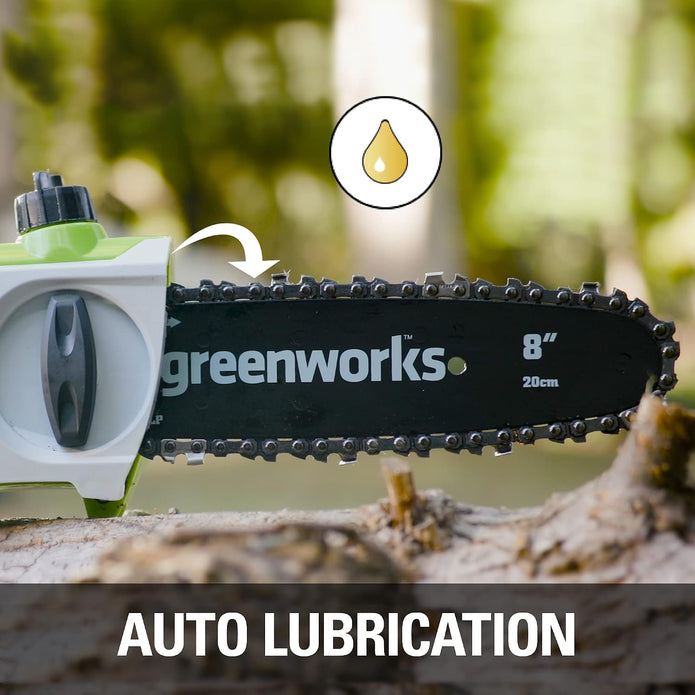 USED Greenworks 20192 8.5-Inch 6.5 Amp Electric Corded Pole Saw, Green