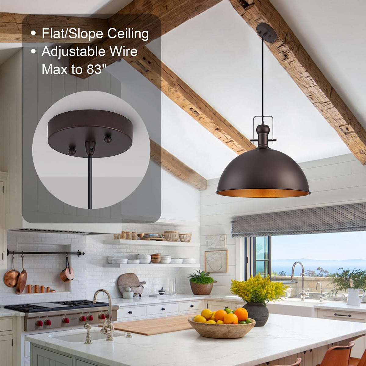 NEW ALAISLYC 18 Inch Oil Rubbed Bronze Farmhouse Pendant Lights