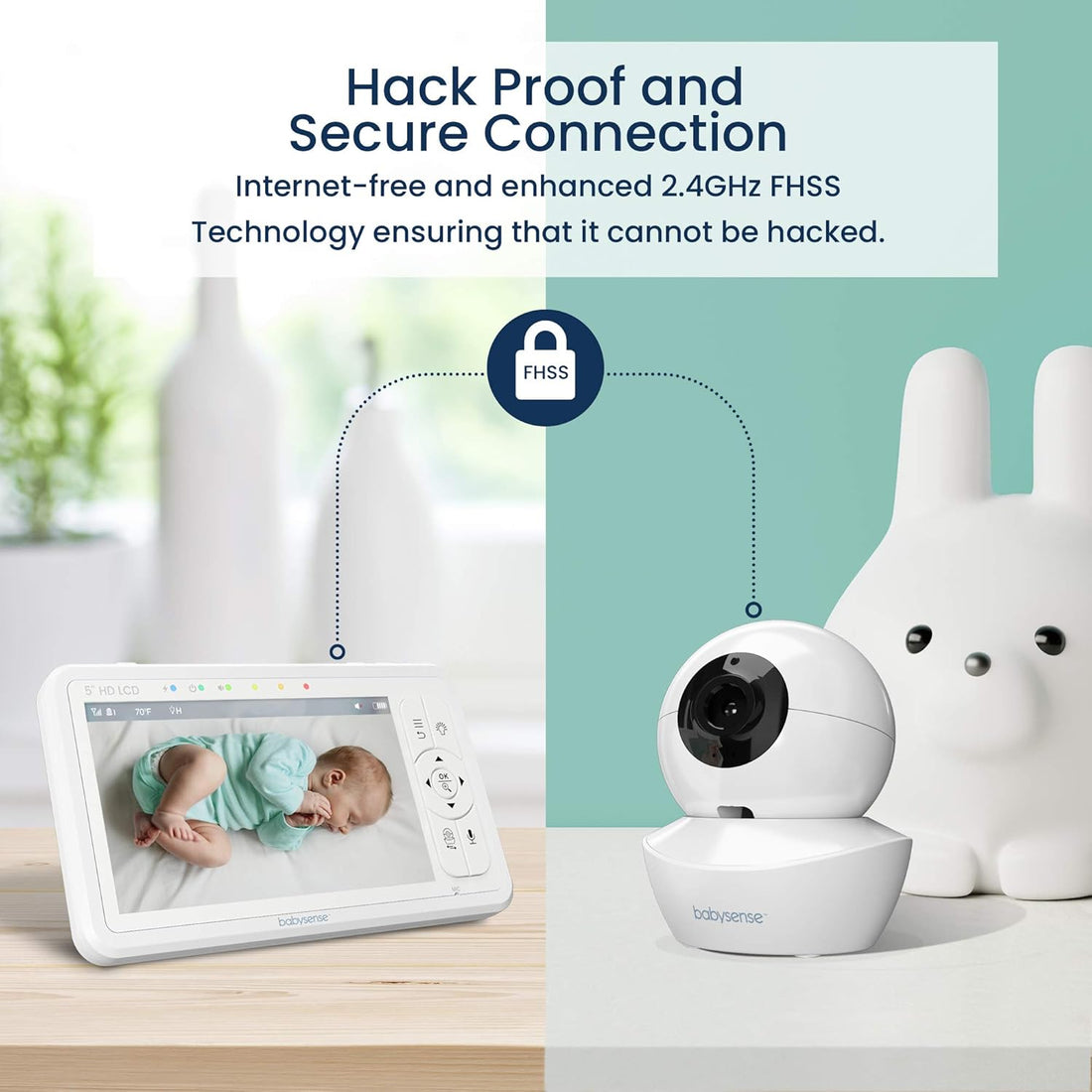 Babysense 5" HD Split-Screen Baby Monitor, Video Baby Monitor with 2 Cameras and Audio S