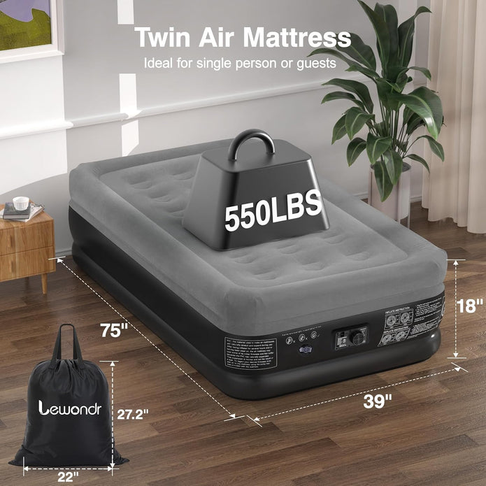 New/Open box Lewondr Twin Air Mattress with Built in Pump,18