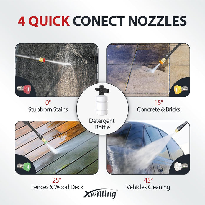 DEMO XWILLING Pressure Washer, Max 2800 PSI Electric Power Washer, 4 Nozzles-XW-AS401