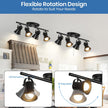 NEW SEEBLEN 4-Light Track Lighting C-04 with Pull Chain Black Kitchen Track Lighting