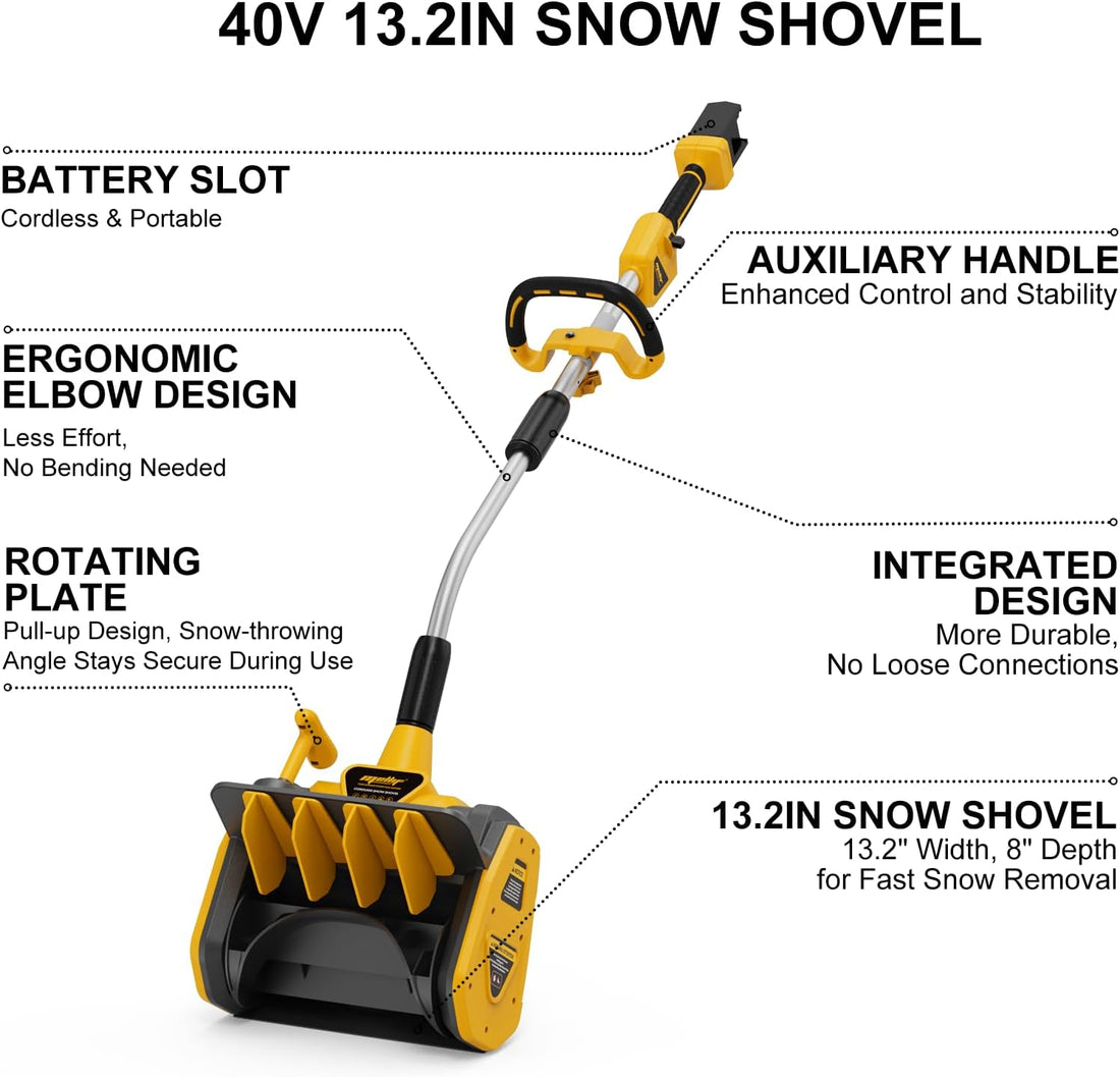 New 40V Cordless Snow Shovel MFSS001 Compatible with Dewalt 20V Battery-Tool Only, Snow Thrower