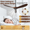NEW /open box Homlit Ceiling Fan Without Light, 60 Inch Smart Ceiling Fan with Remote  Voice Control 3-Blade Wood Fan, 6 Speeds Red Walnut